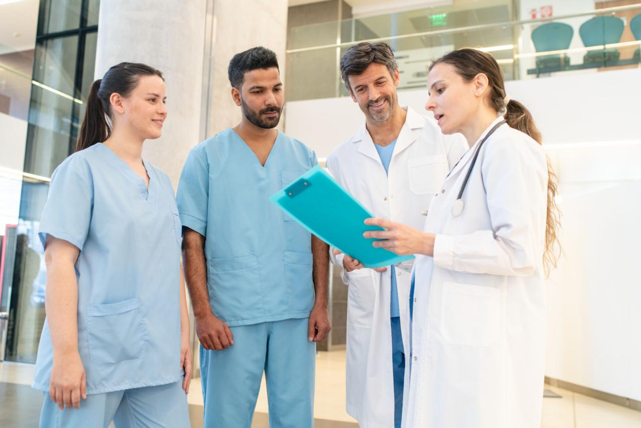 Medical team discussing health education