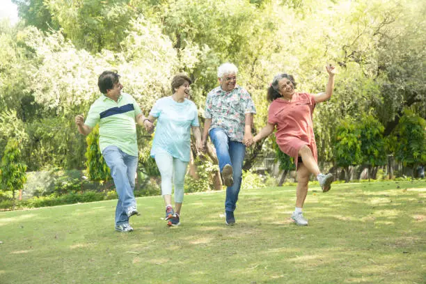 An older adult on a walk outdoors